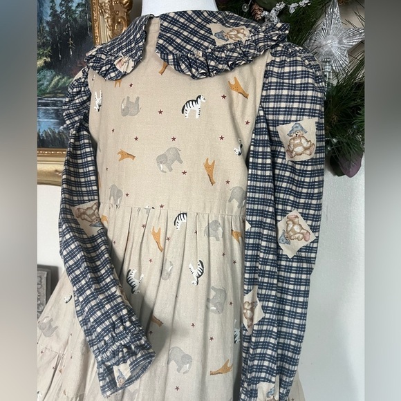 Original Daisy Kingdom Noah’s Ark Animal Crackers 2- Pc Pinafore Apron Dress‼️ - Picture 8 of 11